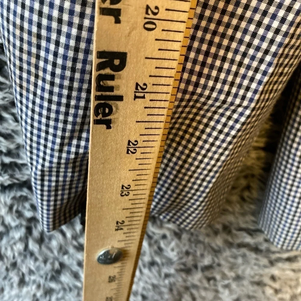 Zara tailored Fit Men’s Checkered Bleu&White Blazer Size 42 with elbow Patches